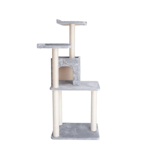 GleePet 57-Inch Grey Multi-Level Cat Tree with Two-Door Condo